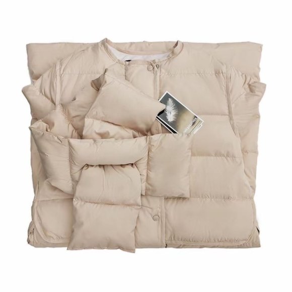 JennU Jackets & Blazers - JennU Cream Winter Maxi Long Down Coat scarf